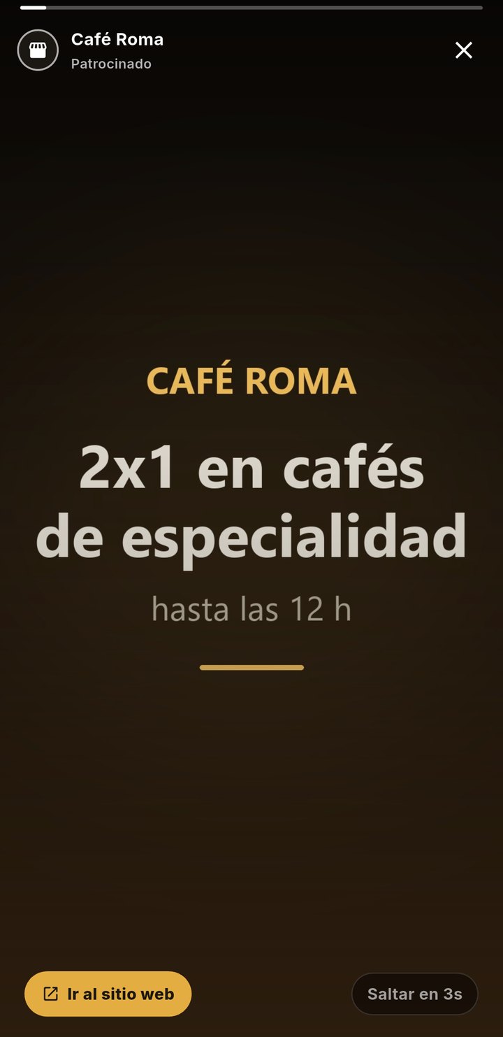 Un anuncio patrocinado entre las historias de reach